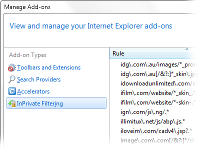 IE InPrivate Filtering